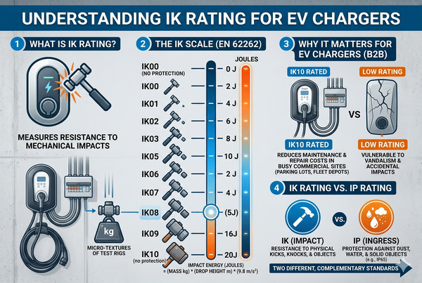 Simple educational diagram explaining IK rating for EV chargers