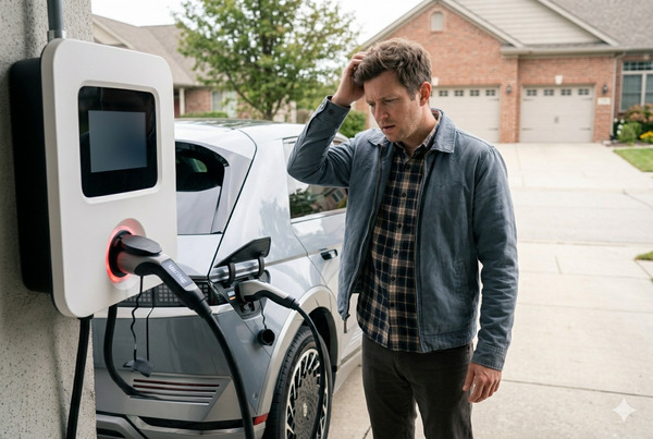 Frustrated EV owner dealing with charging problem