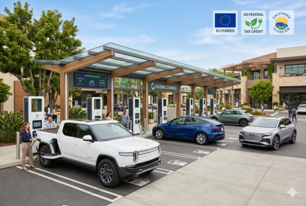 Modern EV charging station deployment supported by government incentives