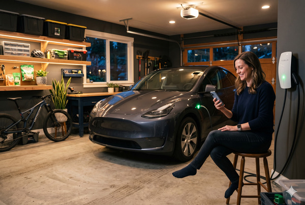 EV charging at home during off-peak hours with smart grid management