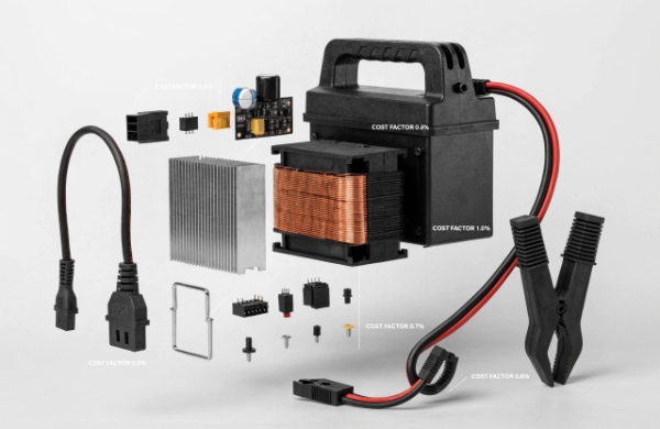 Car battery charger components and cost factors for wholesale pricing analysis
