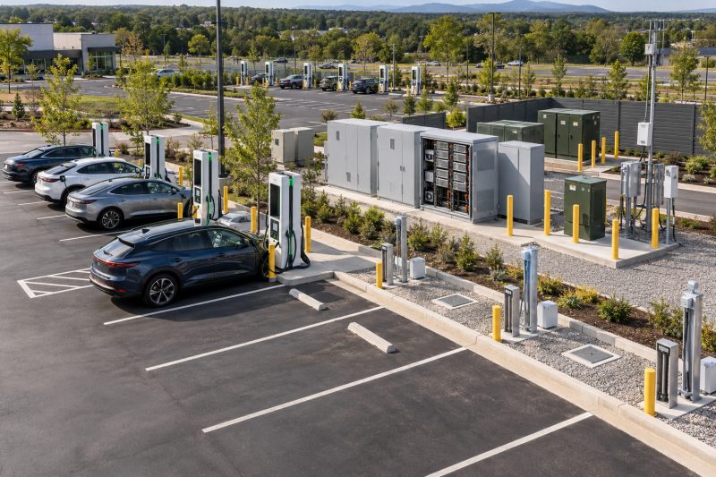 Expandable EV charging site with modular chargers, reserved electrical capacity, load management, and infrastructure prepared for future growth.